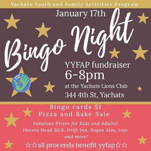Bingo! 6-8pm at Yachats Lions Club January 17, 2020